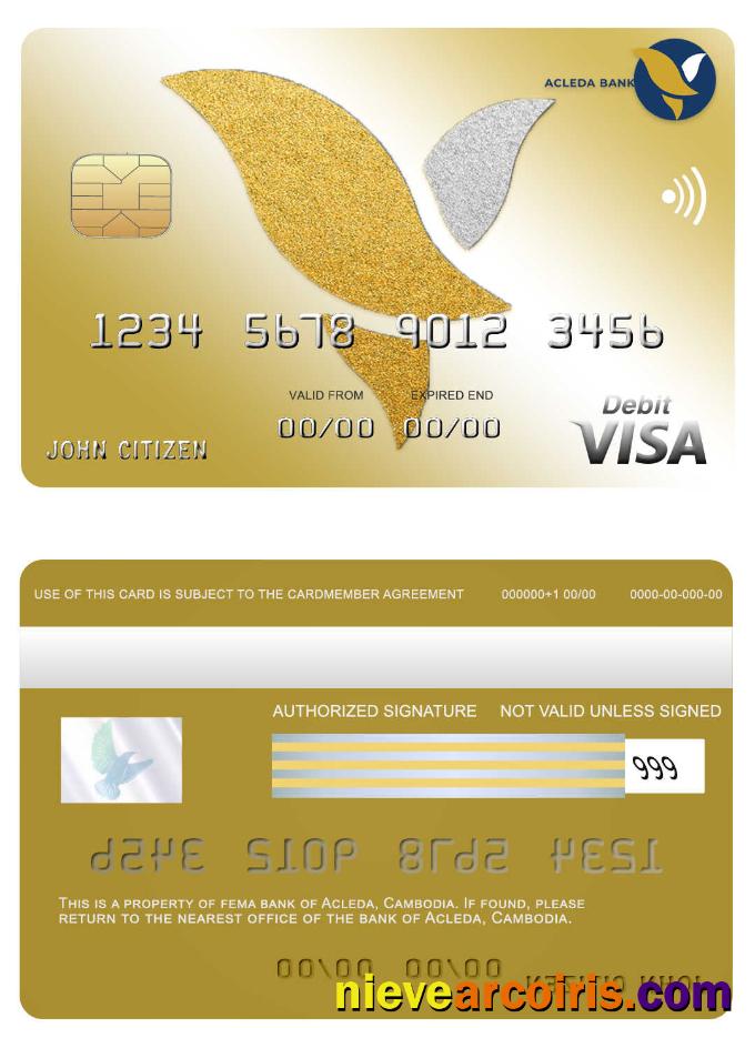Cambodia Acleda bank visa card